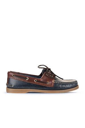 Bueno Shoes Lacivert Kahve Deri Erkek Loafer 11m23299