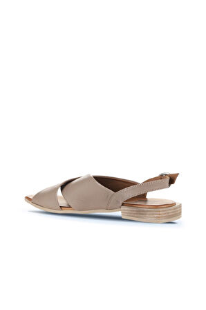 Bueno Shoes Gri Deri Kadın Düz Sandalet 01wq5618