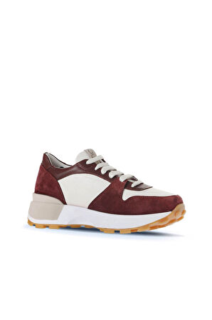 Bueno Shoes Bordo Beyaz Deri-süet Kadın Spor Ayakkabı 01wa8300