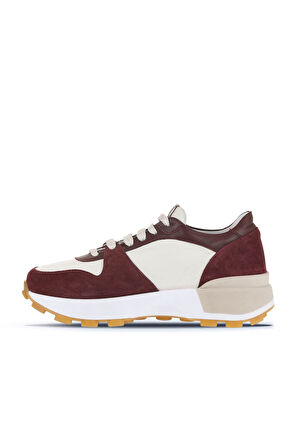 Bueno Shoes Bordo Beyaz Deri-süet Kadın Spor Ayakkabı 01wa8300
