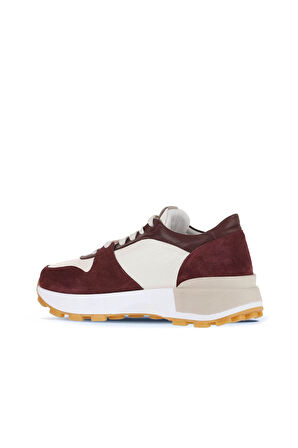 Bueno Shoes Bordo Beyaz Deri-süet Kadın Spor Ayakkabı 01wa8300
