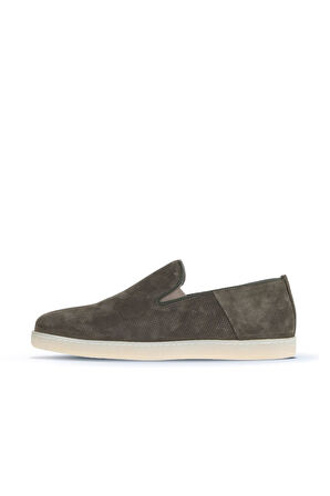 Bueno Shoes Haki Süet Baskılı Erkek Loafer 07ma21884000