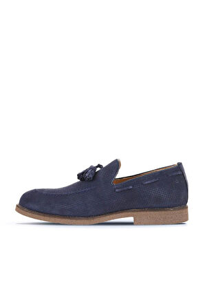 Bueno Shoes Lacivert Süet Baskılı Erkek Loafer 07ma22152282
