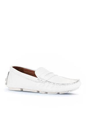 Bueno Shoes Beyaz Flotter Deri Erkek Loafer 21ma02