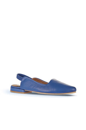 Bueno Shoes Mavi Koyu Deri Kadın Düz Sandalet 01wa0303