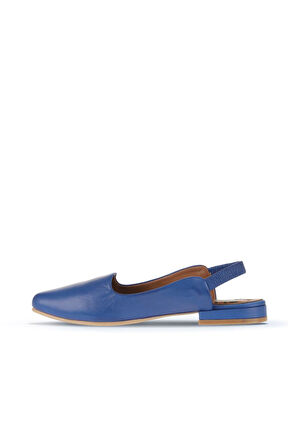 Bueno Shoes Mavi Koyu Deri Kadın Düz Sandalet 01wa0303
