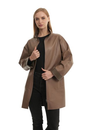 Vizon Pitikare Kadın Deri Mont