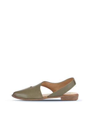 Bueno Shoes Haki Deri Kadın Sandalet 01ws2311