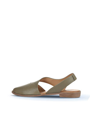 Bueno Shoes Haki Deri Kadın Sandalet 01ws2311
