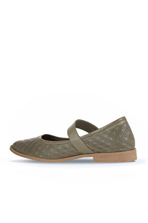 Bueno Shoes Haki Deri Kadın Babet 01wa9201