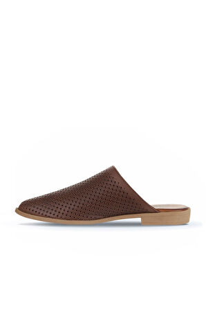 Bueno Shoes Kahverengi Deri Kadın Düz Terlik 01wa9200