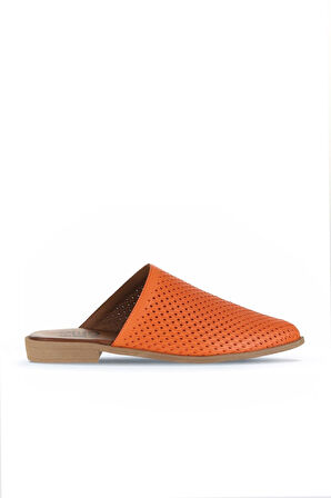 Bueno Shoes Turuncu Deri Kadın Düz Terlik 01wa9200