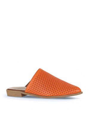 Bueno Shoes Turuncu Deri Kadın Düz Terlik 01wa9200