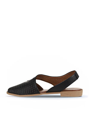 Bueno Shoes Siyah Deri Kadın Düz Sandalet 01wa9202