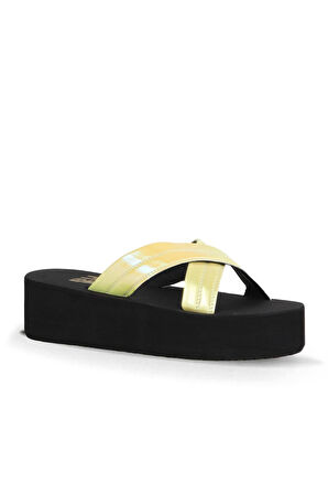 Bueno Shoes Sarı Limon Sedef-sipahi Kadın Dolgu Topuklu Terlik 26wt230164