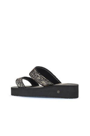 Bueno Shoes Siyah Gold Kadın Dolgu Topuklu Terlik 26wt752050
