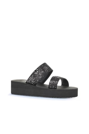 Bueno Shoes Siyah Platin Kadın Dolgu Topuklu Terlik 26wt752050