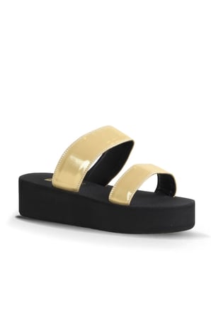Bueno Shoes Altın Sedefli-paris Kadın Dolgu Topuklu Terlik 26wt752750