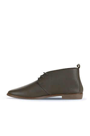 Bueno Shoes Haki Deri Kadın Düz Bot 01wd3500