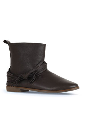 Bueno Shoes Kahverengi Deri Kadın Düz Bot 01wd3509