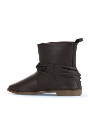 Bueno Shoes Kahverengi Deri Kadın Düz Bot 01wd3509