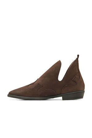 Bueno Shoes Kahverengi Nubuk Kadın Düz Bot 01wd3605