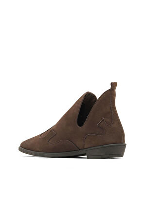 Bueno Shoes Kahverengi Nubuk Kadın Düz Bot 01wd3605