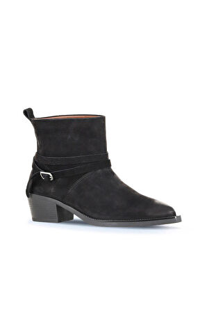 Bueno Shoes Siyah Nubuk Kadın Topuklu Bot 01wd4006