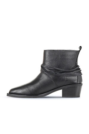 Bueno Shoes Siyah Deri Kadın Topuklu Bot 01wd4007