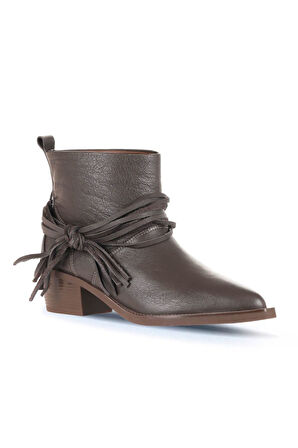 Bueno Shoes Kahverengi Deri Kadın Topuklu Bot 01wd4007