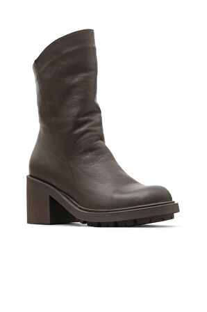 Bueno Shoes Kahverengi Deri Kadın Topuklu Bot 01wz7905