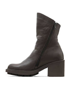 Bueno Shoes Kahverengi Deri Kadın Topuklu Bot 01wz7905