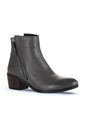 Bueno Shoes Gri Deri Kadın Topuklu Bot 01wd1100