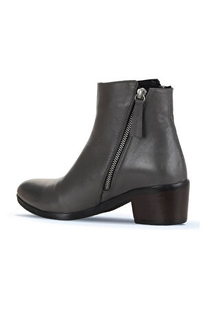 Bueno Shoes Gri Deri Kadın Topuklu Bot 01wd1100