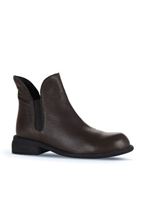 Bueno Shoes Kahverengi Deri Kadın Topuklu Bot 01wd1900