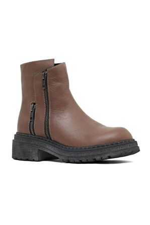 Bueno Shoes Gri Deri Kadın Düz Bot 01wd2108