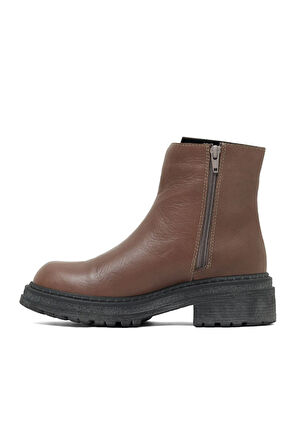 Bueno Shoes Gri Deri Kadın Düz Bot 01wd2108