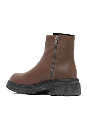 Bueno Shoes Gri Deri Kadın Düz Bot 01wd2108