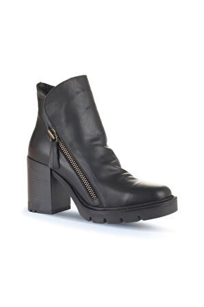 Bueno Shoes Siyah Deri Kadın Topuklu Bot 01wz0801