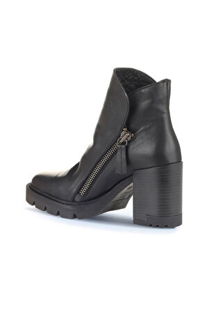 Bueno Shoes Siyah Deri Kadın Topuklu Bot 01wz0801