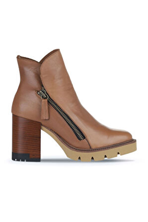 Bueno Shoes Kahverengi Amf Deri Kadın Topuklu Bot 01wz0801