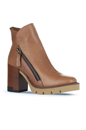Bueno Shoes Kahverengi Amf Deri Kadın Topuklu Bot 01wz0801