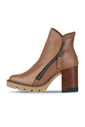 Bueno Shoes Kahverengi Amf Deri Kadın Topuklu Bot 01wz0801