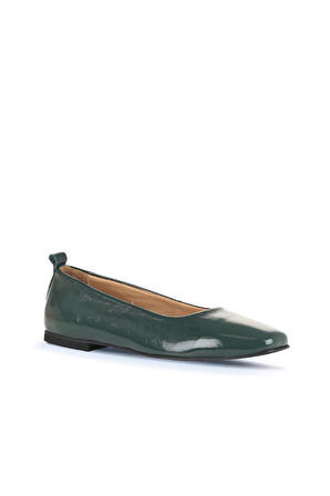 Bueno Shoes Yeşil Rugan Deri Kadın Babet 01wd1301
