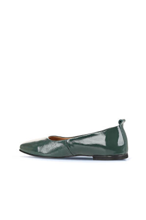 Bueno Shoes Yeşil Rugan Deri Kadın Babet 01wd1301