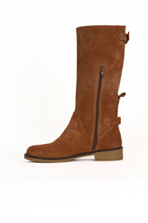 Bueno Shoes Taba Açık Süet Kadın Düz Çizme 01wd0500