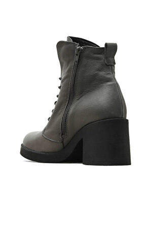 Bueno Shoes Gri Amf Deri Kadın Topuklu Bot 01wz7107
