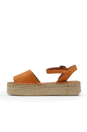 Turuncu Deri Kadın Espadril Sandalet