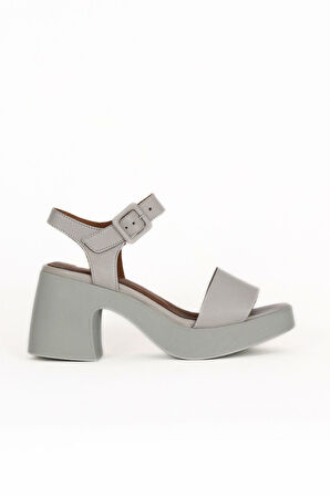 Bueno Shoes Ekru Deri Kadın Dolgu Topuklu Ayakkabı 01wy12204