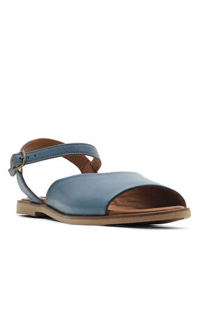 Bueno Shoes Mavi Deri Kadın Düz Sandalet 01wa5702